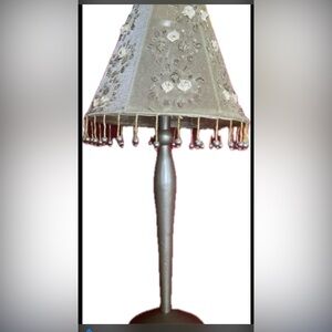 1970 Vintage Nouveau Tea light Lamp With Beaded Shade